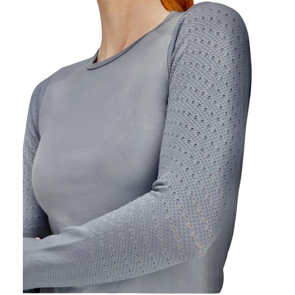 Fabletics Top Womens XL Gray Stretch Pullover Sync Seamless Long Sleeve EUC - Picture 1 of 11